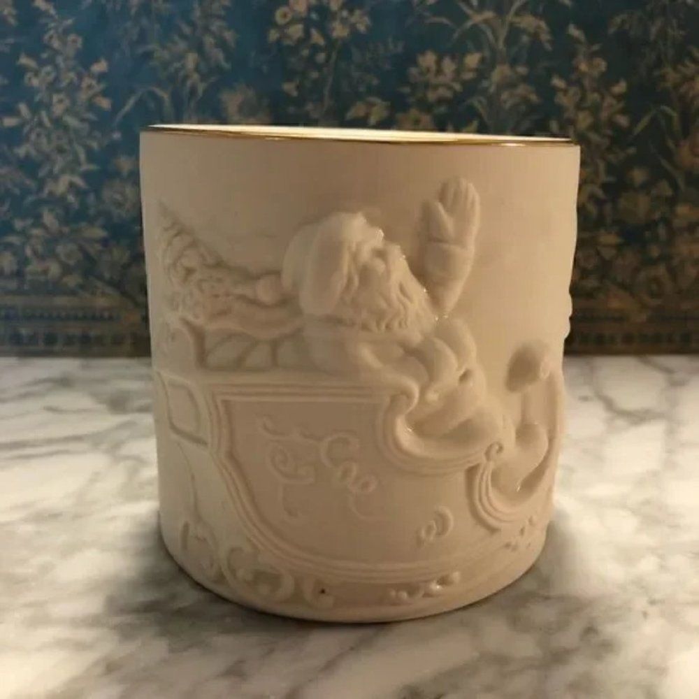 Lenox Bisque Porcelain Radiant Light Santa Votive Candle Holder